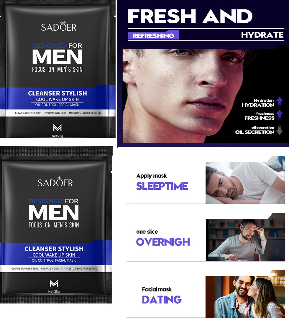 Men's Mask Moisturizing Oil Control Soothing Acne Men's Mask skin care
